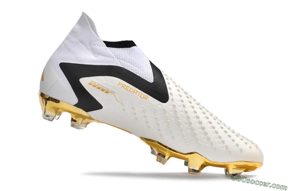 Ultimate Precision and Style: White, Gold, and Black FG Soccer Cleats
